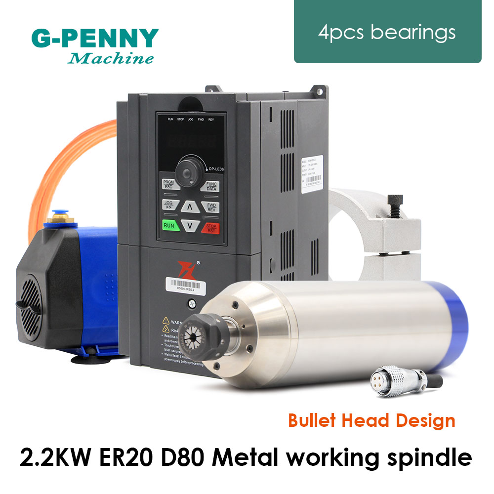 2.2Kw Water Cooled Spindle Kit Vfd - 2,2 kW, wlot ER20, średnica 80